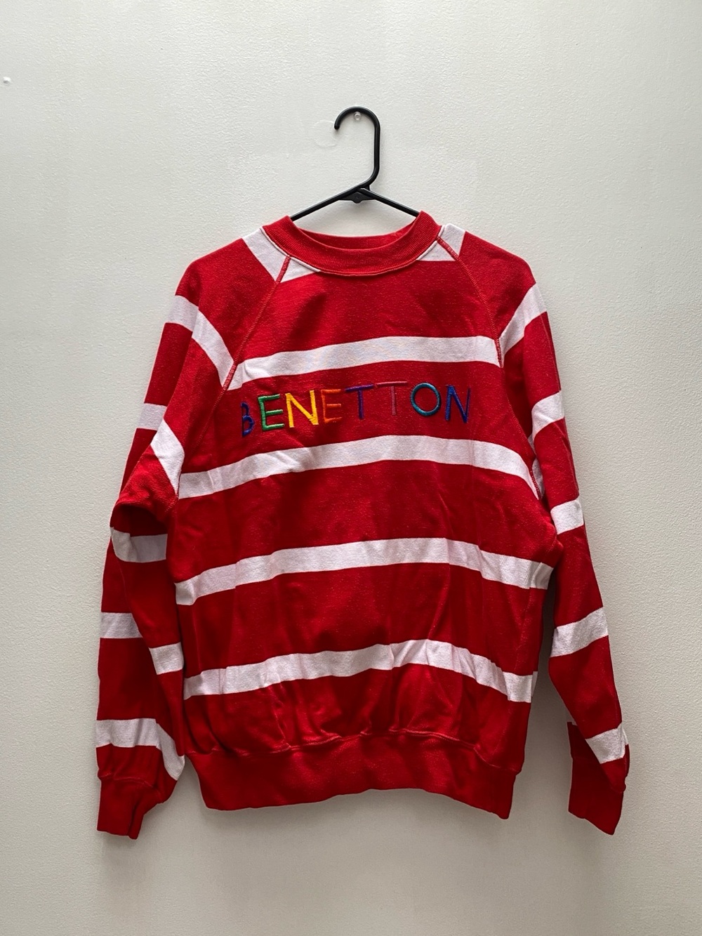 VINTAGE - 90s United Colors of Benetton Striped Embroidered Sweatshirt Unisex